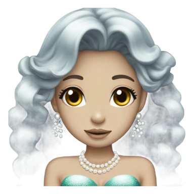 mermaid hime gyaru girl, dark hair with pearls sticker