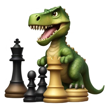 dinosaur holds a queen chess piece in its paw sticker