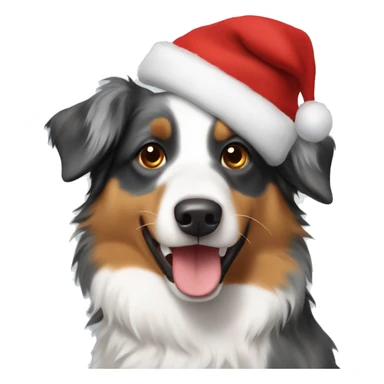 Australian shepherd with a Christmas hat on sticker