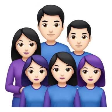 4people 2 men and 2 women. with black hair and white skin. ready to create a team. with blue and purple clothes sticker