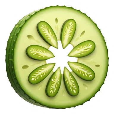 round pickle slice, cross-section, bright green, cartoonish sticker
