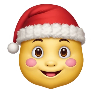 :noel: from jeuxvideo.com: A yellow small smiling face wearing a red Santa hat with a pompom, rosy cheeks and twinkling eyes, conveying a warm, festive vibe. It should be a trolling smile. Like kappa. sticker