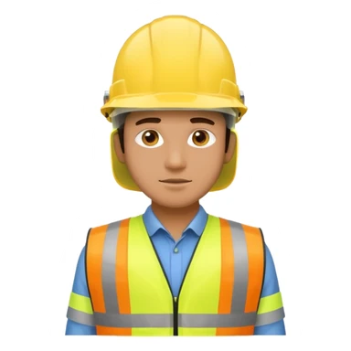 Guy with yellow reflective vest and white protection helmet sticker