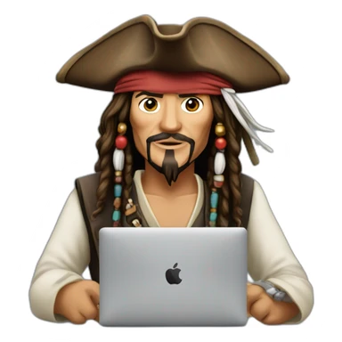 jack sparrow with macbook sticker