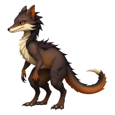 Brown and beige badass elegant wild beautiful natural cute badass epic exotic anthro modern furry 2-legged sergal-vernid-creature, full body, dark-brown-black-gradient pretty hair, with a long tufted tail, beautiful hazel-orange eyes, aesthetic, art by LiLaiRa, art by art by Falvie sticker