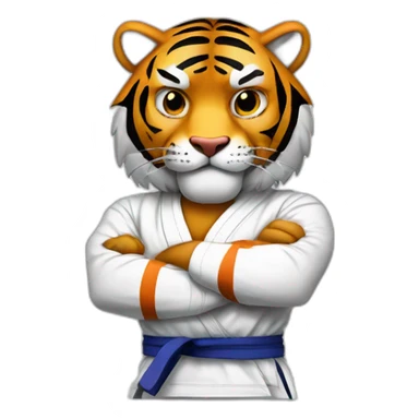 Tiger with evil face   jiu jitsu with his arms crossed sticker