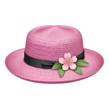 A pastel pink Sakura straw hat with Sakura flower sticker