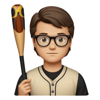 Steve Harrington from stranger things with the black non see through glasses and bat sticker