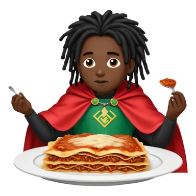 Hightop Black Dreads and nigerian cape eating lasagna  sticker