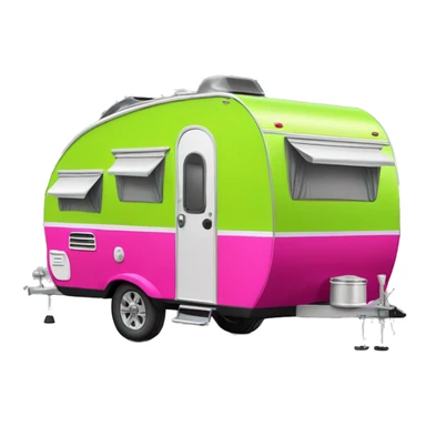 Realistic lime green and hot pink camping travel trailer isolated.  sticker