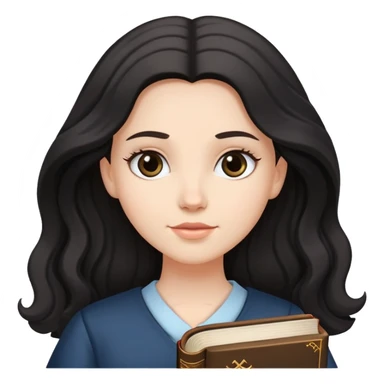 White girl with black straight but wavy hair holding a bible sticker