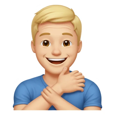 Arms crossed, holding neck, laughing guy sticker