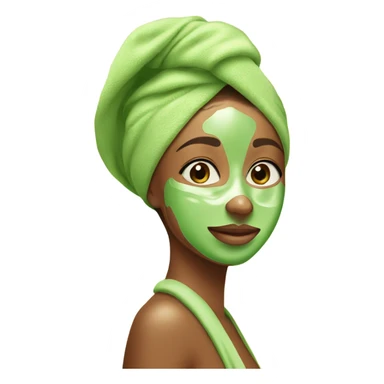 Tan Girl with towel on her head and green skincare mask on sticker