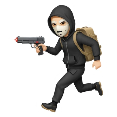 Hoodlum burglar mask and gun with switch and extended clip running alone sticker