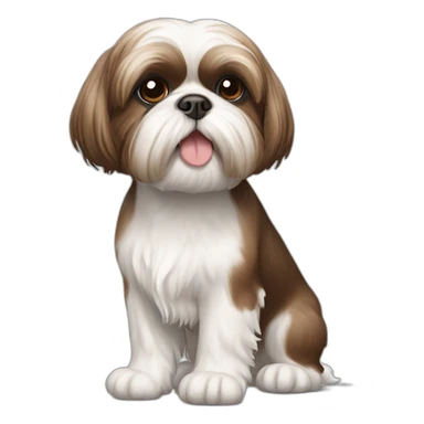 brown and white shih tzu in short hair sticker