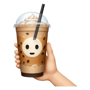 a white hand holding an iced coffee but just the hand and the cup, no faces sticker