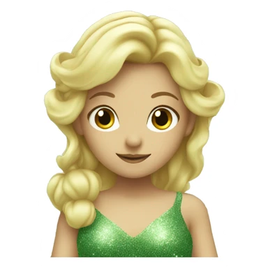blonde fairy with sage green glittery dress sticker