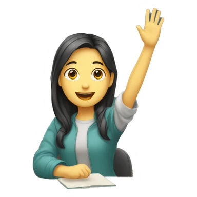 aisian students raising hand sticker