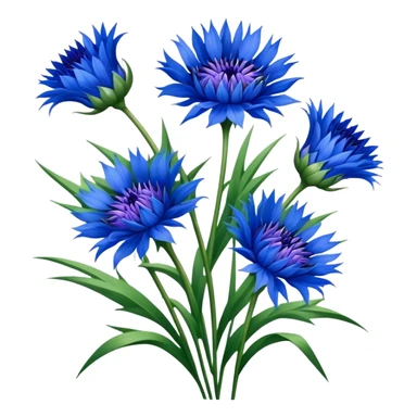 luxuriant, big bouquet Cornflower, stem, leaf sticker