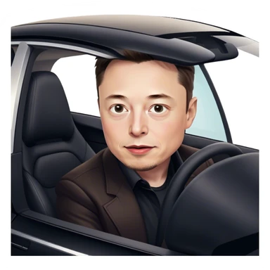 Elon musk in a tesla car sticker