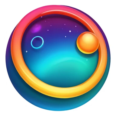 gradient planet planet with ring, glowing sticker