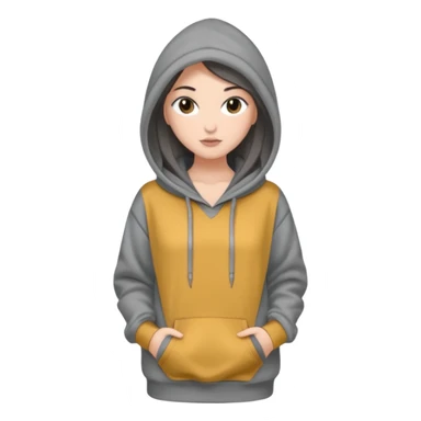Sasha Gray in big gray hoodie full height sticker