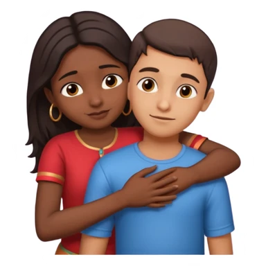 indian boy hugging indian girl from behind... boys hand down near navel of girl... boys head on the shoulder of girl... hugging tight.. more romantic... with more love sticker