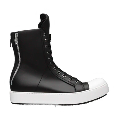 Rick owens geobasket sneaker zip hightop detailed sideprofile black white sticker