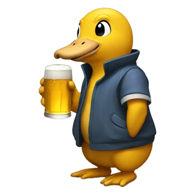 Psyduck drinking beer sticker