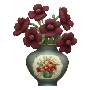Burgundy flowers in vintage vase sticker