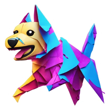 Ripped torn up neon origami dog falling to pieces sticker