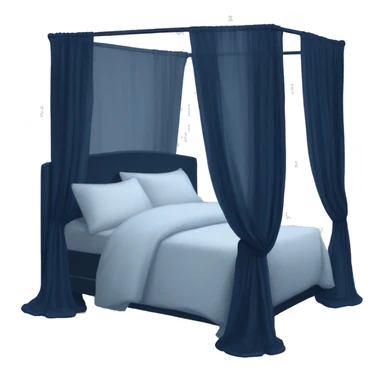 Midnight blue canopy bed with sheer curtains sticker
