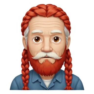 very old, white bearded and white mustached, red long haired, braided, earringed sticker