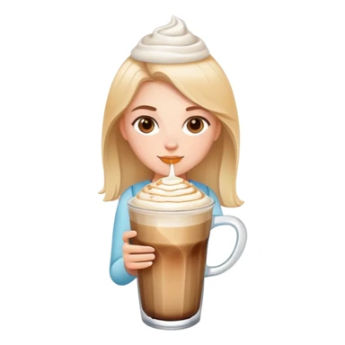 White girl with ice latte coffee in glasse cup sticker