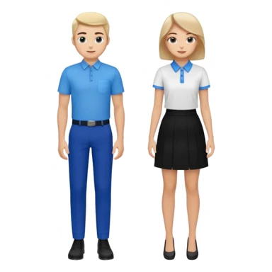 creame elementos graficos sguieendo este mismo modelo pero pensando en que sean para educacion edtech elearnig de ese estilo version hombre joven y mujer joven con colores coprorativos celeste negro blanco  sticker