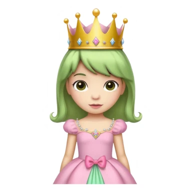 frog with short bangs with a crown pink bow and pink princess dress sticker