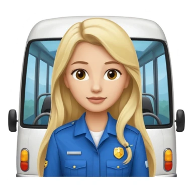 blonde long haired  woman minibus driver sticker