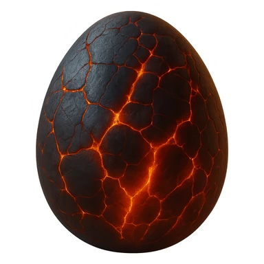 Remove the background from the realistic lava egg, keep dark stone shell, fiery cracks, heat shimmer, with no background, transparent background sticker