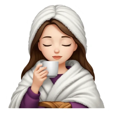 girl inside a blanket sipping coffee eyes closed sticker