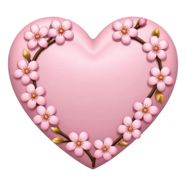 heart with sakura flowers and a soft golden glow sticker