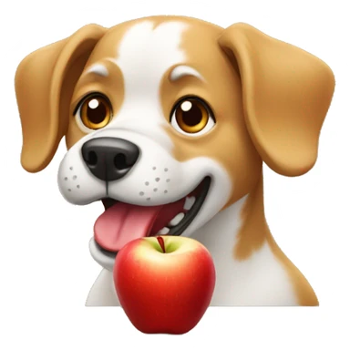 Dog eating red apple sticker