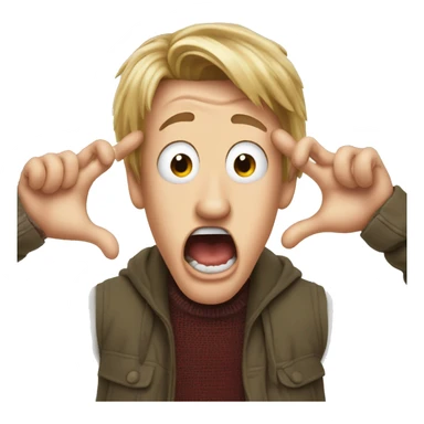 Kevin from Home Alone, putting both hands on his face and screaming of fear. sticker