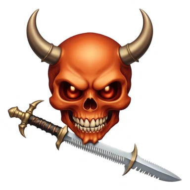 Devil skull biting a dagger sticker
