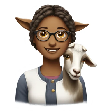 smiling girl with glasses and goat sticker