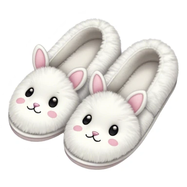 white fluffy slippers with small cute ears sticker