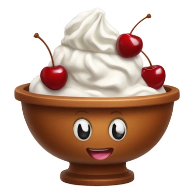 ice cream in a bowl with whipped cream and cherries  sticker