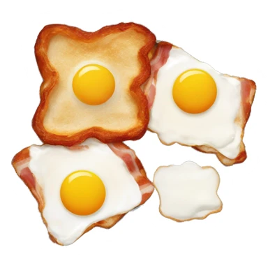 “Two fried eggs, crispy bacon, and buttered toast on a plate.” sticker