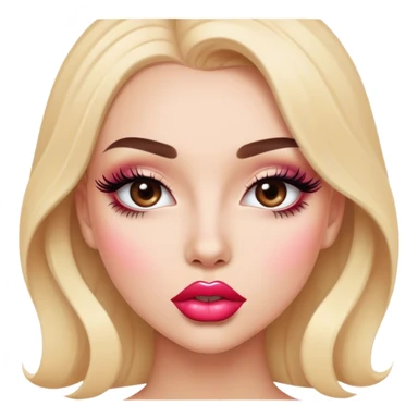 emoji with big lips and make up and eyelashes beautiful girl sticker