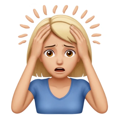 scared woman with her hands on her head, more details sticker