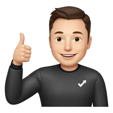 Elon musk with a thumbs up sticker
